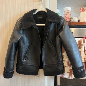 Sherpa Lined Faux Leather Jacket